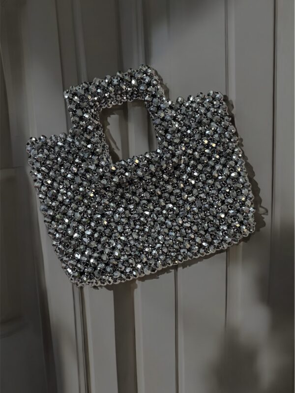 Dark grey crystal bead bag