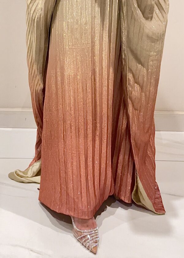 Gold Affair Butterfly Abaya – Luxury Gold & Peach Kaftan - Image 3